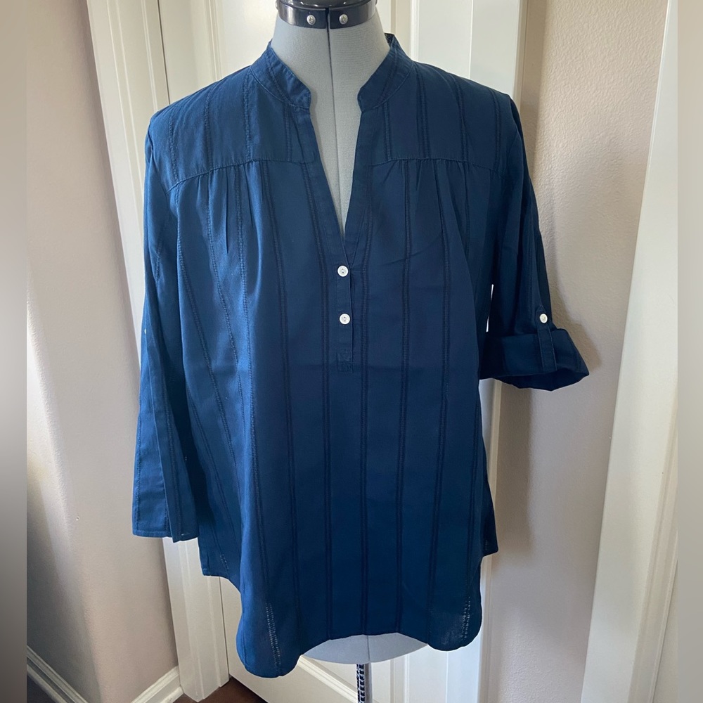 Lucky Brand V-neck Blouse, Blue, Size M